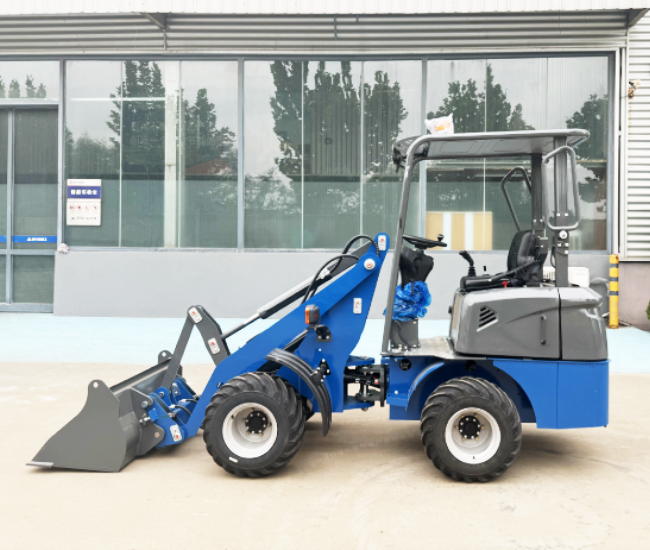 Deep blue electric front end loader