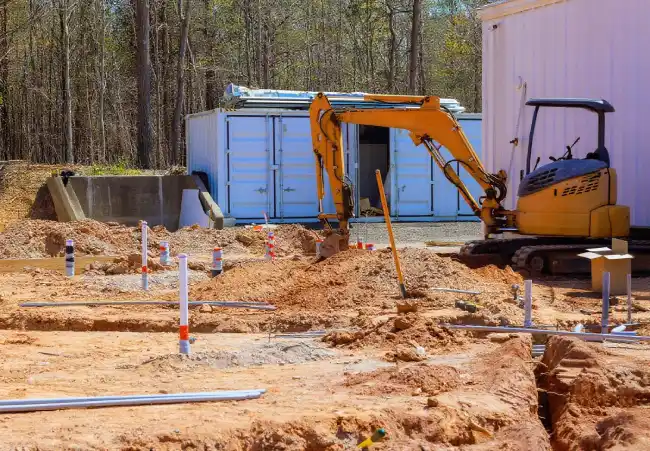 check the site before the excavator digging a trench